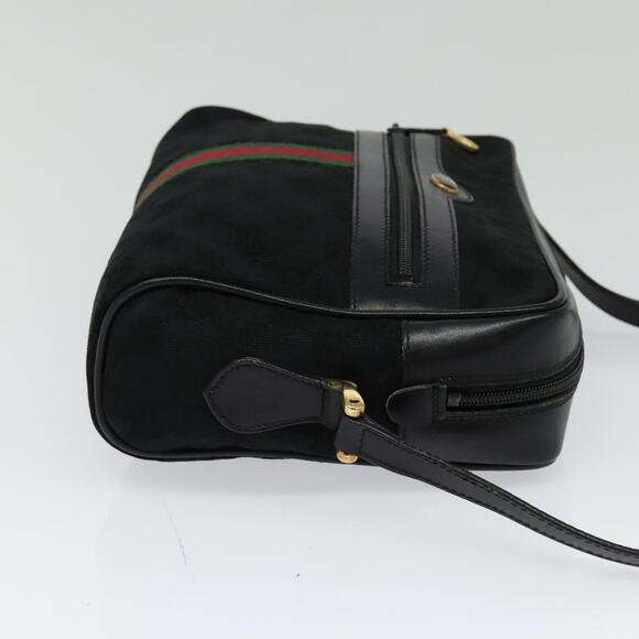 GUCCI GG Canvas Web Sherry Line Shoulder Bag Black Gold 37 0124071 - Picture 5 of 16